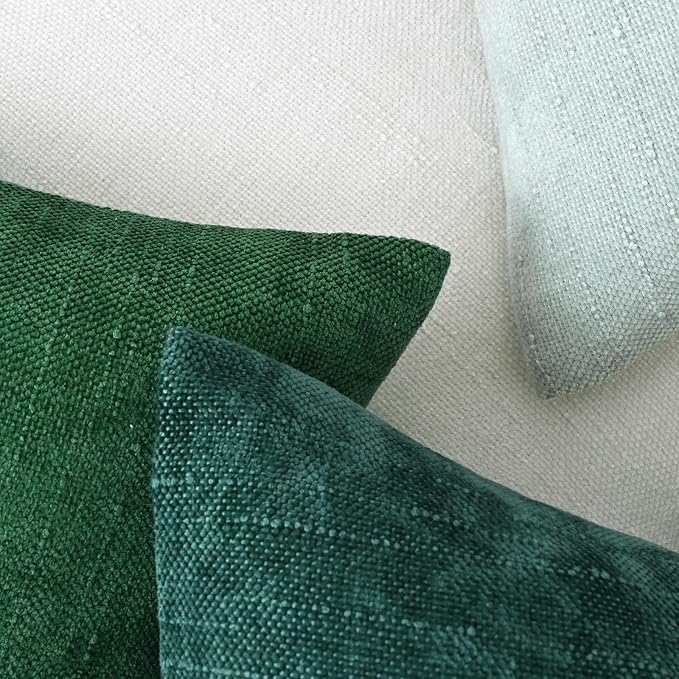 Set of 4 Soft Textured Decorative Throw Pillow Covers 18x18 Inch Cozy Farmhouse Cushion Cover Square Accent Pillow Cases for Bed Couch Sofa Living Room, Dark Teal