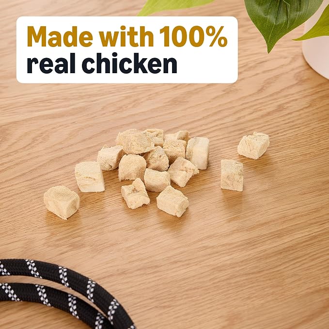 Amazon Basics Dog Treats Freeze Dried Raw Single Ingredient Chicken Breast, High Protein, Healthy Training Treats or Meal Topper for All Dogs, Grain-Free, 3 Oz (Previously Wag) (Pack of 2)