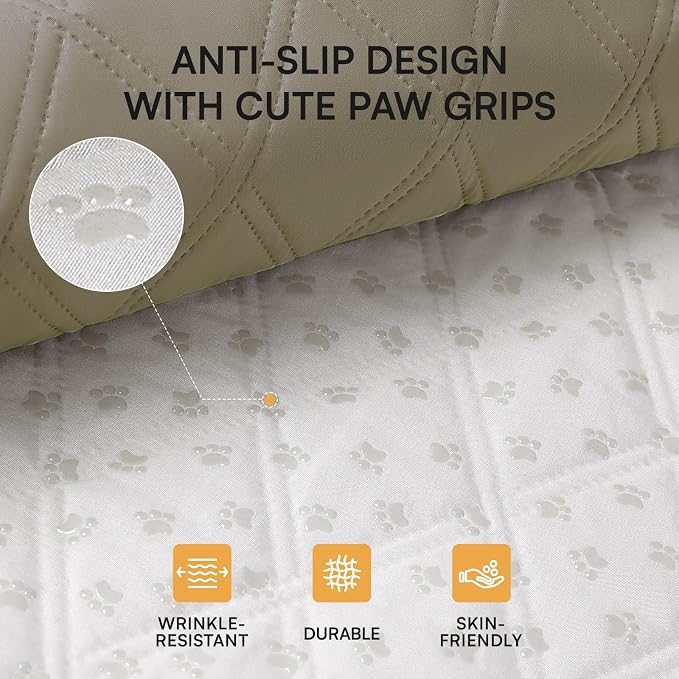 Luciphia Waterproof Couch Cover for Dogs, Non-Slip Pet Sofa Protector | Non-slip waterproof couch cover scratch-resistant machine washable protects sofa bed from spills fur, Taupe White, 68" x 82"