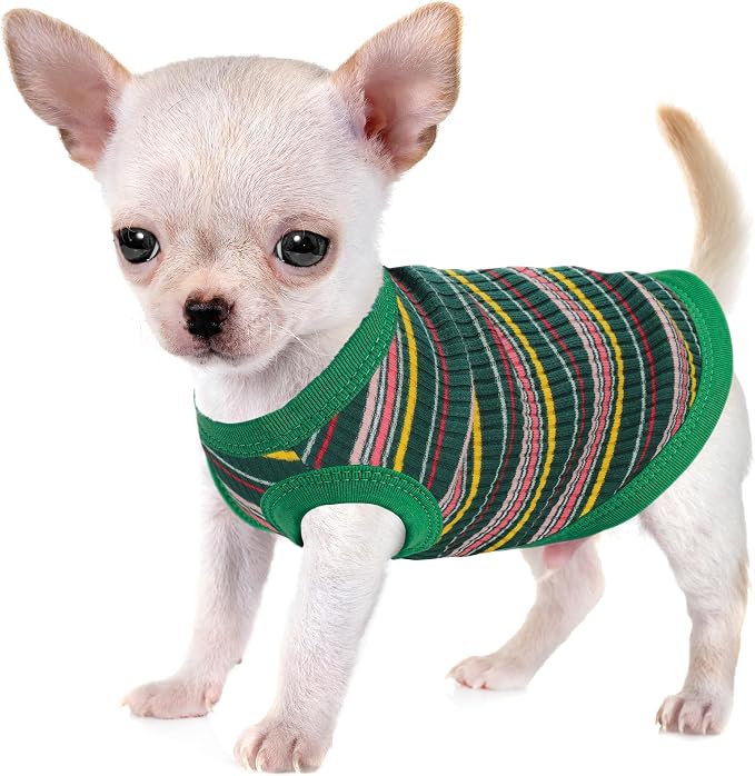 Elevate Your Pet's Comfort and Fashion: Premium 100% Cotton Rib Dog Shirt Vest for Small Breeds Like Chihuahuas, Yorkies, and Puppies .Year-Round Style with Tank-Style Puppy Attire Green XX-Large