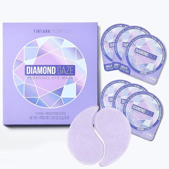 DIAMOND GAZE Under Eye Patches 28 Pairs, Rejuvenate Eye Area, Soothing Hydrate Brighten Skin, Plumps Fine Lines, Hydrogel Eye Mask with Retinol, Niacinamide and Polyglutamic Acid, Eye Gel Pads
