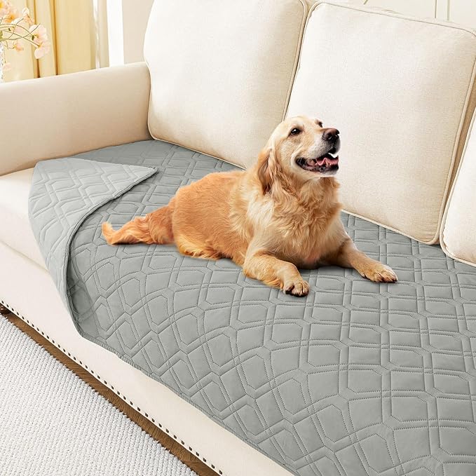 Waterproof Dog Bed Blanket - Soft Pet Blanket & Sofa Cover for Dogs | Reversible Washable Furniture Protector, Couch Covers for Pets (30x70 Inch, Grey/Light Grey)