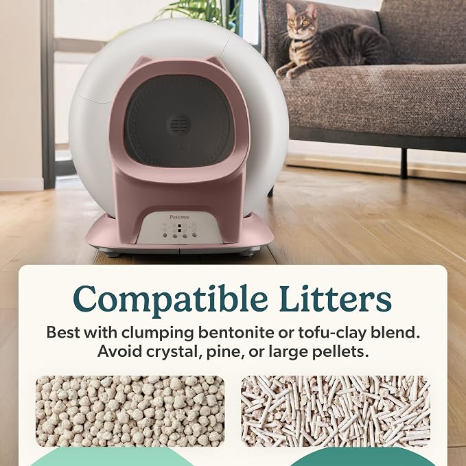 Petcove PurrTek Automatic Litter Box Self Cleaning 5GHz Wi-Fi, Odor Control | 45 dB Quiet, App Control Sealed Waste Bin, Advanced Safety Sensors, Auto Smart Self Cleaning Cat Litter Box for Multiple Cats