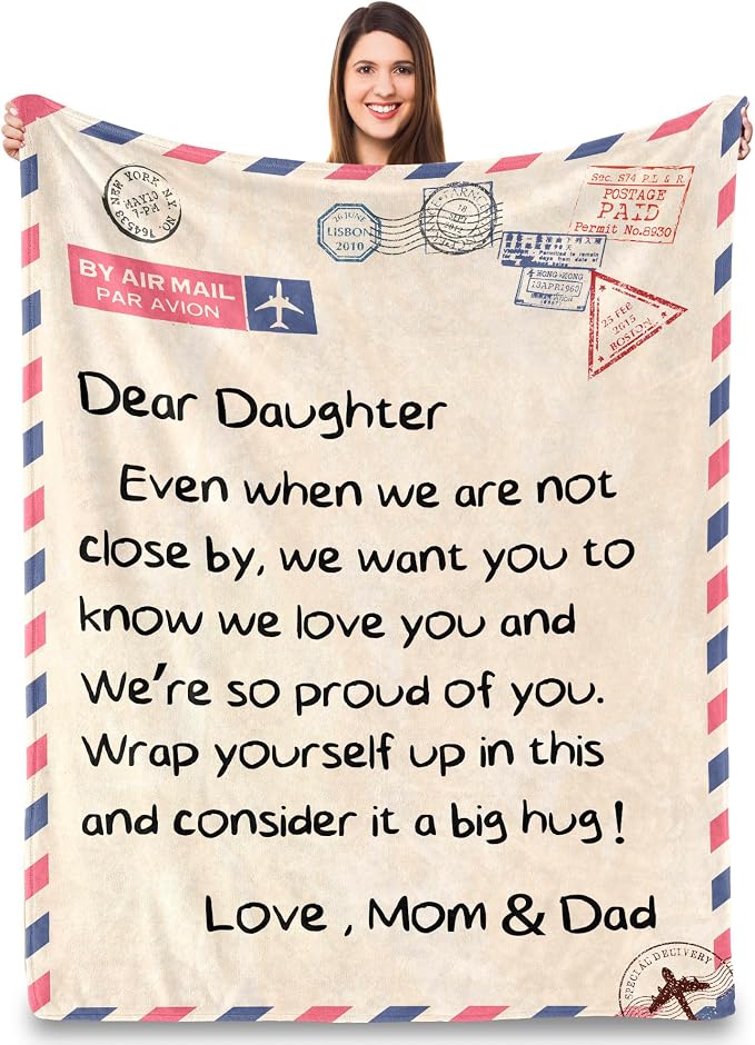 UFOORO Gifts from Mom and Dad, Throw Blanket Daughter Gifts from Mom and Dad, Birthday for Daughter Adult, Mothers Day to My Daughters Blanket from Parents for Sofa Couch Bed 55"x70"