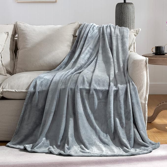 Grey Fleece Plush Throw Blanket 50"x60"for Couch Sofa Fuzzy Cozy Flannel | Super Soft Lightweight Microfiber Blanket for Bed Chair bedroom Home Decor All Season,Birthday Gifts for Women Mom Adult
