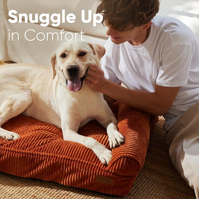 FUKUMARU Dog Couch Bed, Corduroy Cozy Cat Bed, Waterproof, Washable Cover | 28in Orthopedic Dog Beds Sofa for Small Dogs and Large Cats, Cute Warm Cotton Pet Sofa