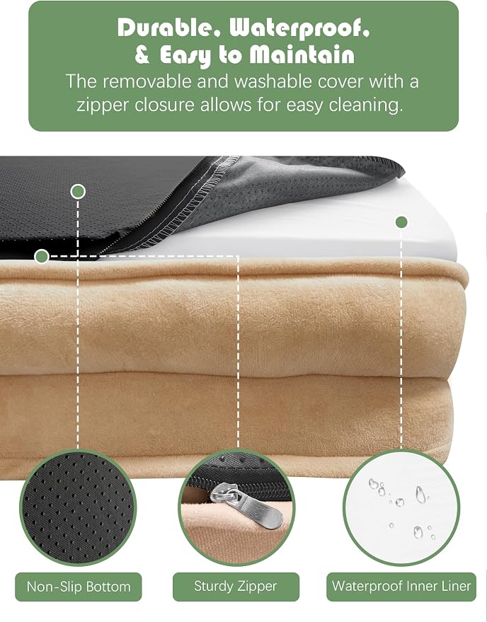 Spotted Play Orthopedic Dog Bed with Sides - Sofa Beds for Extra Large Dogs, Supportive Foam Pet Couch Bed with Washable Removable Cover, Waterproof Lining and Non-Slip Bottom, Brown - XL