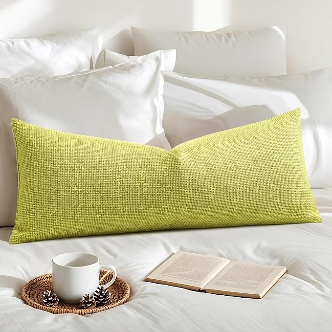 OTOSTAR Linen Throw Pillow Cover Set of 1 Decorative Long Lumbar Pillowcase Rectangle Cushion Cover 14x36 Inch for Home Decor Sofa Bedroom Car 35 x 90CM Sage Green