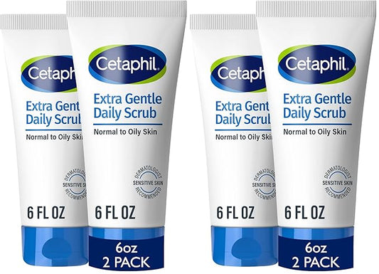 Exfoliating Face Wash,Extra Gentle Daily Face Scrub,Gently Exfoliates & Cleanses,For All Skin Types,Non-Irritating & Hypoallergenic,Suitable For Sensitive Skin,6 Fl Oz,(Pack of 4)