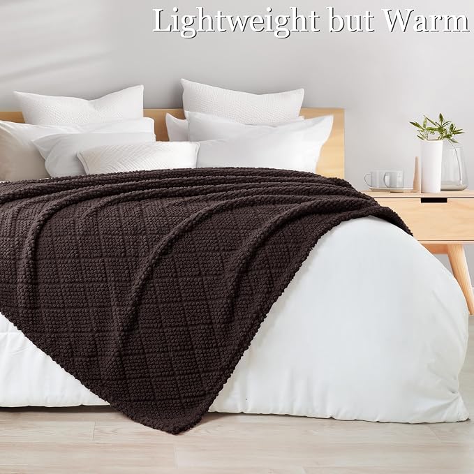 Whale Flotilla Soft Fleece Queen Size Blanket for Bed, Coffee | Jacquard Waffle Blankets for Home Decor, Lightweight and Cozy, All Season Suitable, 90x90 Inch