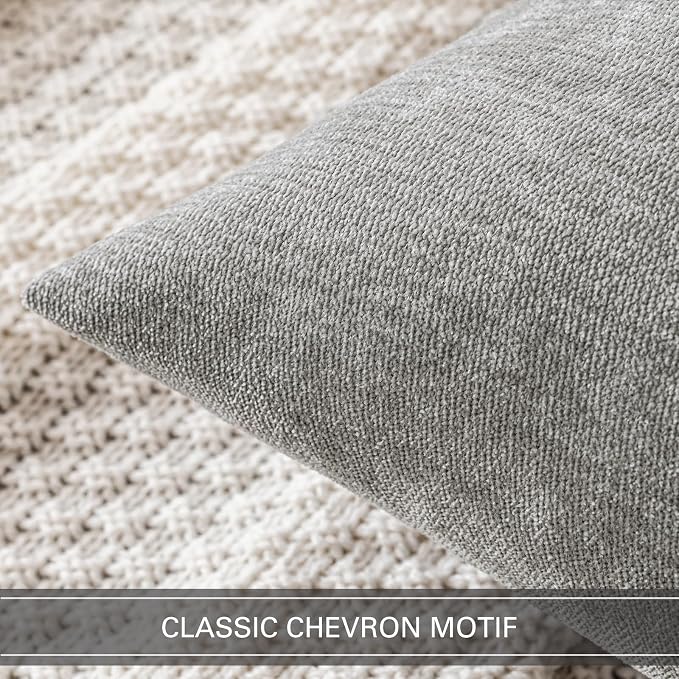MIULEE Pack of 2 Light Grey Decorative Pillow Covers 18x18 Inch | Soft Chenille Couch Throw Pillows Farmhouse Cushion Covers for Home Decor Sofa Bedroom Living Room