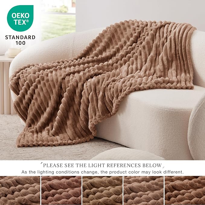 EXQ Home Gentle Soft Fleece Throw Blanket – Cozy Lightweight Blanket for Couch Bed – All-Season Warm Fuzzy Flannel Blanket for Women Mom Her – Gifts for Birthday(60"x80",Mocha Mousse)
