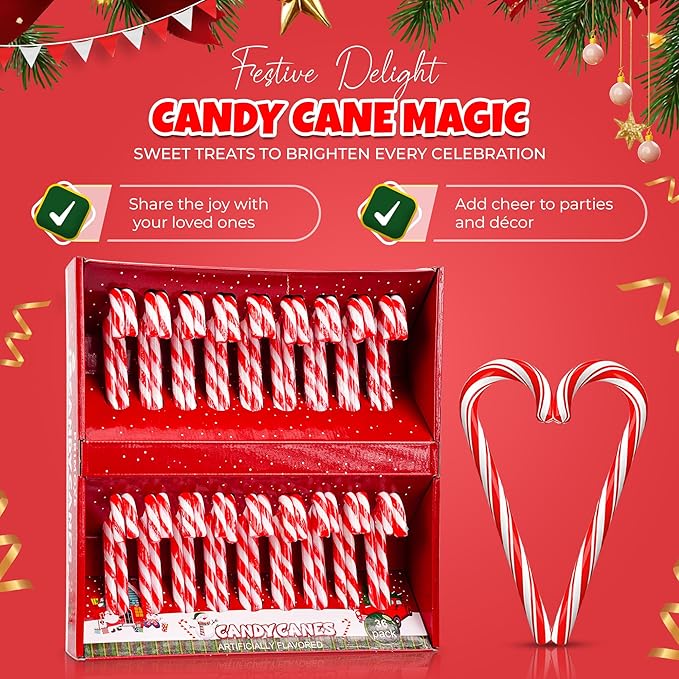 Christmas Candy Canes 36 Pack - Classic Red & White Peppermint Sticks Individually Wrapped - Bulk Christmas Candys for Holiday Treats, Decorations, Stocking Stuffers & Gifts