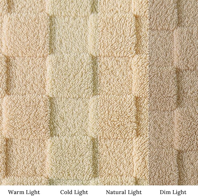 Exclusivo Mezcla 3D Checkered Fleece Queen Blanket for Bed, Camel | Super Soft and Cozy Fluffy Blanket, Lightweight, Breathable, Decorative Blanket for Living Room, Bedroom, All Season, 90"x90"