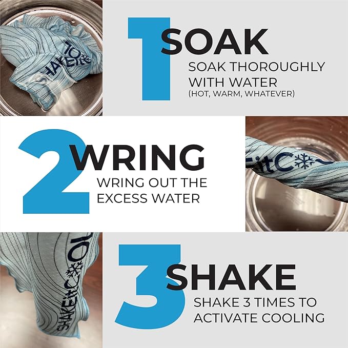 SHAKEitCOOL Original Cooling Towel – Be Cool in Style - Heat Relief, Soft, Lightweight, Sun Protection, Easy Clean - Perfect for Biking, Running, Yoga, Gym, Gardening - Green Topo