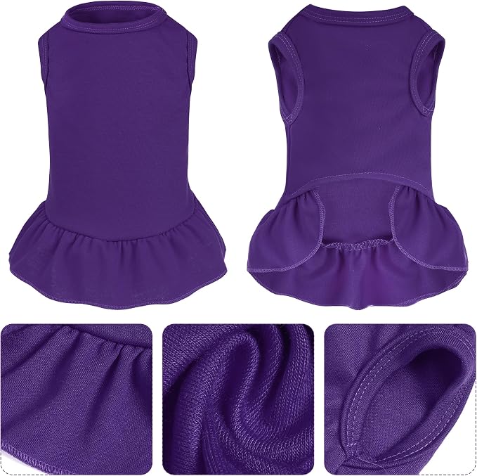 2 Pcs Dog Dresses Cat Skirt Solid Color Dog Clothes Summer Sleeveless Puppy Girl Clothes for Small Pet Dogs Cats (Purple,Orange, Small)