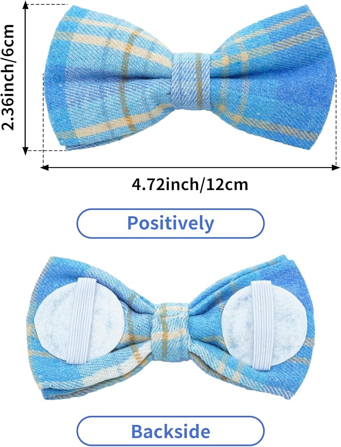 PET SHOW 8 Pack Dog Bowties Plaid for Large Dogs Slide on Collar