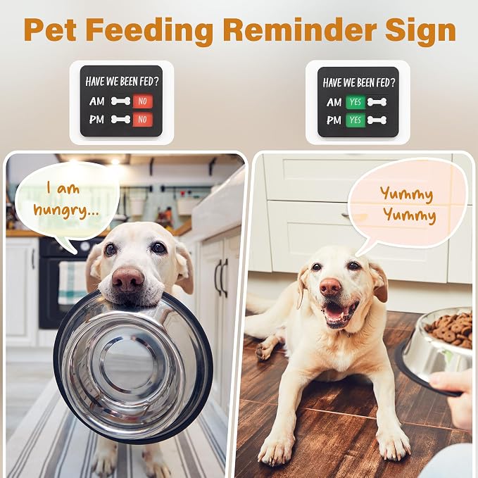 Dog Feeding Reminder - Dog Feeding Chart with Have We Been Fed AM/PM Tracker, Magnets Fed Sign with Pet Tracker for Fridge, Prevent Overfeeding