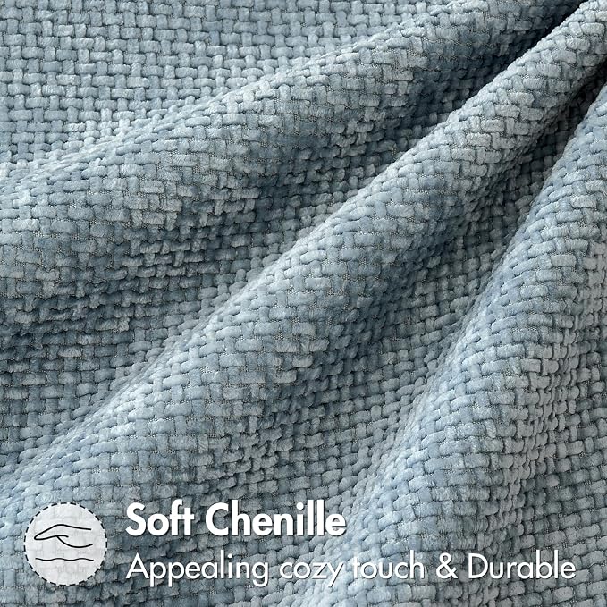 MIULEE Decorative Couch Throw Pillow Covers 16x16 Inch Coastal Blue 2 Pack | Modern Boho Accent, Soft Chenille Pillow Covers, Farmhouse Cushion Cases for Home Decor Bed Sofa Living Room