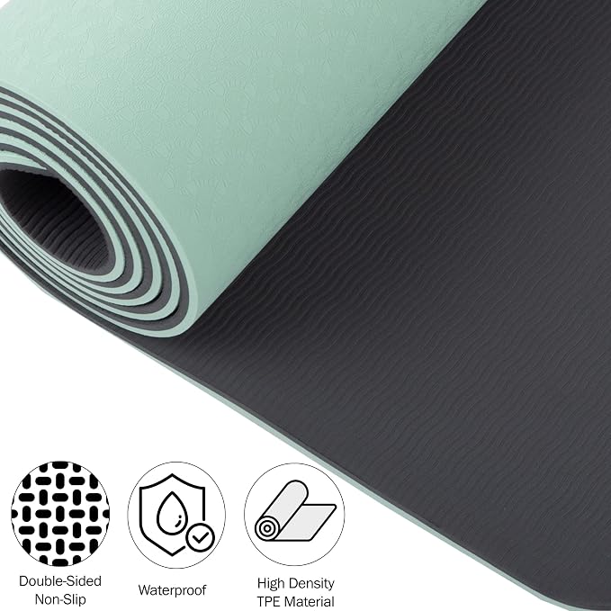Non-Slip Yoga Mat with Alignment Marks – Lightweight Exercise Mat with Carry Strap for Home Workout or Travel by Wakeman Outdoors