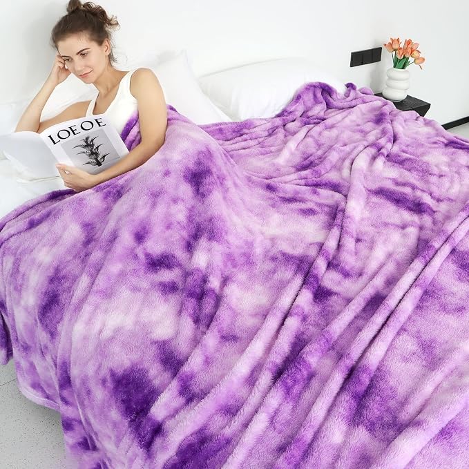 Purple Fleece Throw Blanket for Women, Cozy Soft Lightweight Throw Blankets Warm Plush Purple Fall Blankets and Throws Couch Sofa Bed Camping Travel Picnic Outdoor Blanket Bedding Kid Adults 60x80 in