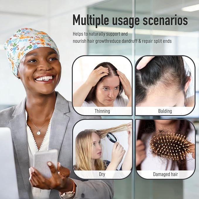 Castor Oil Pack Wrap for Head, Reusable Castor Oil Pack Wrap Organic Cotton for Women Sleeping，Castor Oil Pack Kit for Thinning, Balding, Dry and Damaged Hair M(Oil Not Included) M
