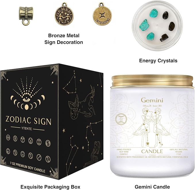 Zodiac Sign Jar Candle, Gemini, Lavender Scent
