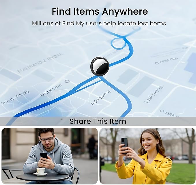 2 Pack Tracker Tag [Apple MFi Certified] Air Bluetooth Smart Tag Key Finder | Pair with Apple Find My (iOS Only) Item Locator Waterproof Worldwide Tracking Device for Kid Pet Wallet Backpack Dog Luggage