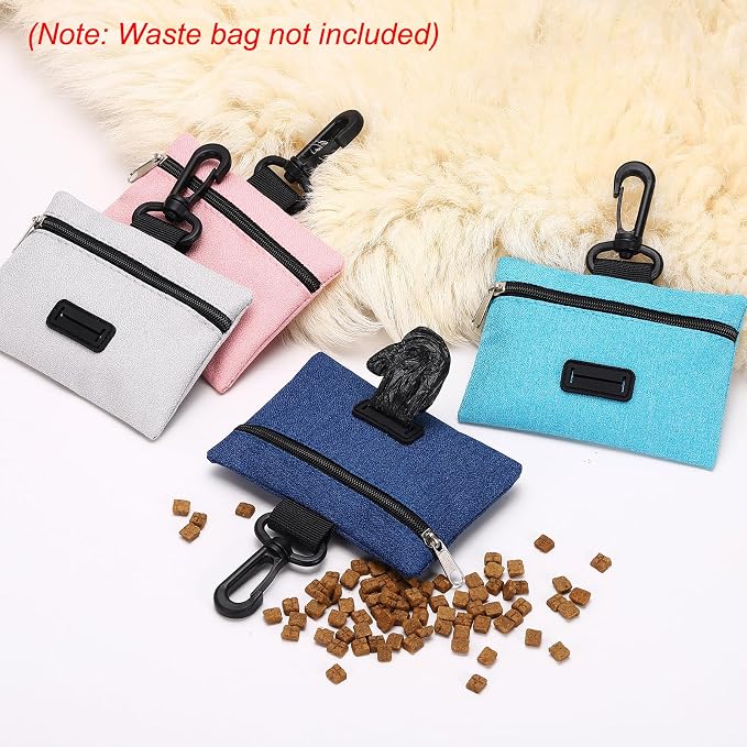Dog Poop Bag Holder, Pet Waste Bag Dispenser Dog Treat Pouch with Clip Oxford Cloth Portable Reusable Easy Cleanup(2Pcs, Gray), Intended for Outdoor/Travel/Walking