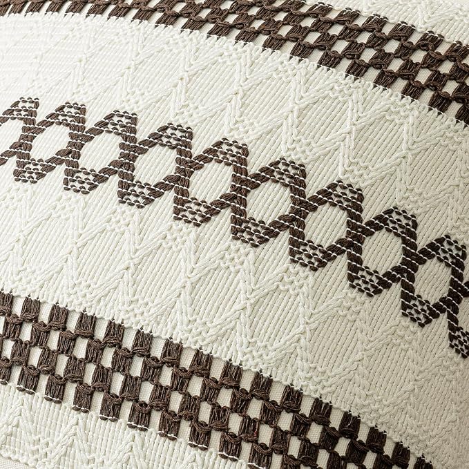 MIULEE Set of 2 Dark Brown Boho Decorative Pillow Covers 18x18 Inch | Fall, Farmhouse Couch Throw Pillows, Modern Spring Cotton Cushion Covers, Macrame Woven Home Decor for Bed Sofa Chair