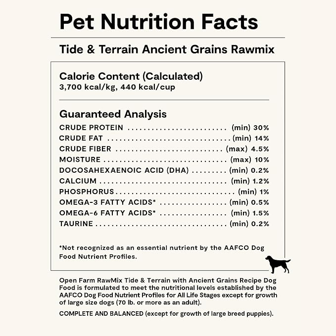 Open Farm RawMix Ancient Grains Dry Dog Food, Tide & Terrain Kibble, 3.5lb | Wild-Alaskan Pollock, Salmon, Grass-Fed Beef, Freeze Dried Raw Chunks, 100% Traceable Ingredients, 3.5lb Bag.