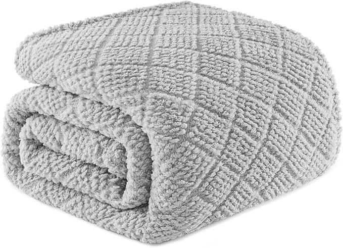 Whale Flotilla Soft Fleece King Size Blanket for Bed, Light Grey | Jacquard Waffle Blankets for Home Decor, Lightweight and Cozy, All Season Suitable, 90x104 Inch