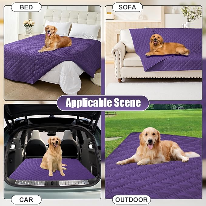 Smiry Waterproof Reversible Pet Couch Covers for Dogs | Pet Friendly, Soft Fabric, Washable Sofa Furniture Protector for Dogs Cat Kids, Checkered (30"x70", Purple/Purple)