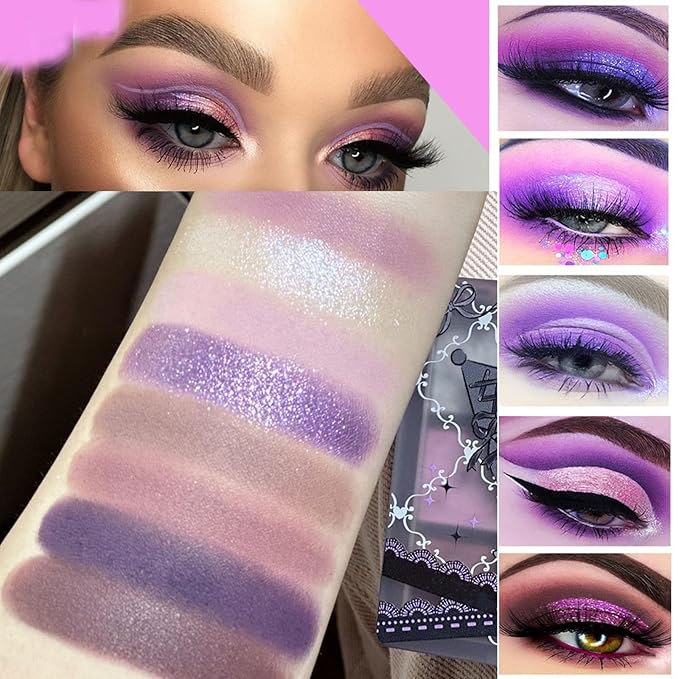 9 Colors Matte Nude Purple Shimmer Gold Dark Plum Colorful Eyeshadow Palette Matte Shimmer Korean Natural Eye Shadow palettes Highly Pigmented Naturing-Looking Long Lasting (#Dark Night Purple)