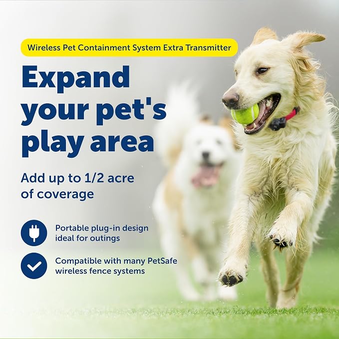 PetSafe Wireless Fence Extra Transmitter, Increase Your Existing Wireless Fence Boundary – Pet Containment for Dogs and Cats - From the Parent Company of the INVISIBLE FENCE Brand, Gray | Base Unit Only, Replacement, Extra, Expand Existing PetSafe Wire...