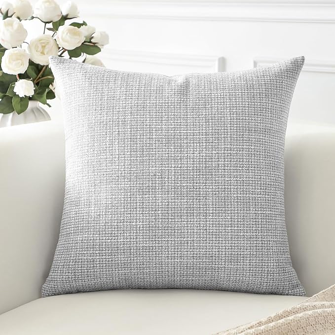 OTOSTAR Linen Throw Pillow Cover Set of 1 Decorative Square Pillowcases Cushion Covers 16x16 Inch for Home Decor Sofa Bedroom Car 40 x 40CM Light Grey