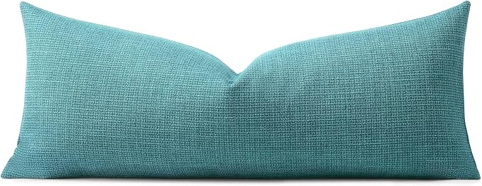 OTOSTAR Linen Throw Pillow Cover Set of 1 Decorative Long Lumbar Pillowcase Rectangle Cushion Cover 14x36 Inch for Home Decor Sofa Bedroom Car 35 x 90CM Turquoise