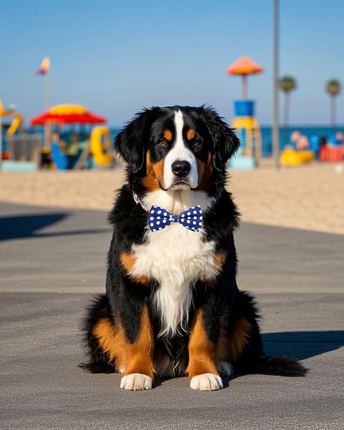 PET SHOW 10 Pack Dot Dog Bowties for Large Dogs Slide on Collar