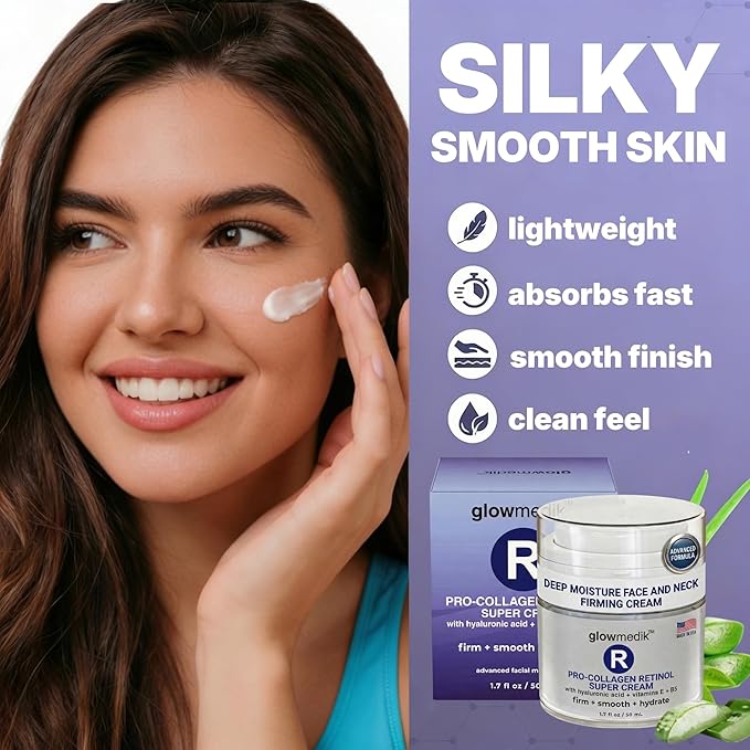 Anti-Aging Face Cream with Retinol & Hyaluronic Acid – Made in USA – Pro-Collagen Night Cream for Women & Men – Firming Face & Neck Moisturizer for Fine Lines, Wrinkles & Aging Skin – 1.7 fl oz