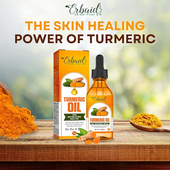 Turmeric Oil – Dark Spot Facial Serum for Face & Body – Natural Skin Brightening Serum & Hyperpigmentation Treatment – Turmeric Glow Serum Cleanses, Fights Acne, Evens Tone, Scars – for All Skin Types
