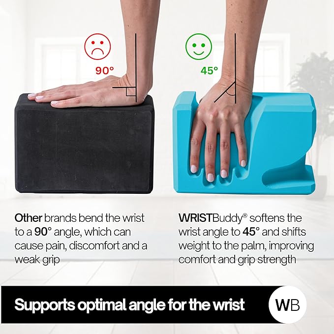 WRISTBuddy® Hand-Shaped Ergonomic Yoga Blocks for Optimal Wrist Support During Yoga, Pilates, Pushups, Planks, and Handstands - Patented Non Slip Blocks for Enhanced Stability and Comfort.