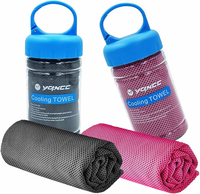 YQXCC 2 Pack Cooling Towels (47"x12"), Ice Cool Neck Towel, Soft Breathable Microfiber for Yoga, Golf, Gym, Running, Camping & Hot Weather