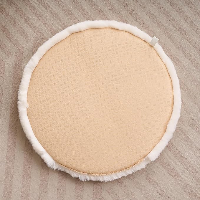 SHENGOCASE Round Faux Rabbit Fur Pet Bed Kneading Cushion, 16 inches, Cat Tree Tower Replacement Pad, 4-Pack (White)