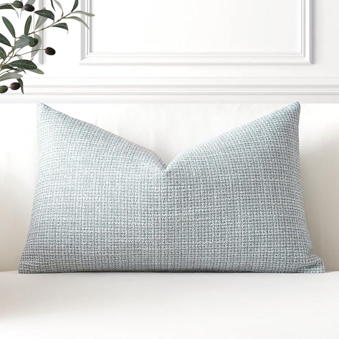 OTOSTAR Linen Throw Pillow Cover Set of 1 Decorative Lumbar Pillowcases Cushion Covers 16x24 Inch for Home Decor Sofa Bedroom Car 40 x 60CM Blue Grey