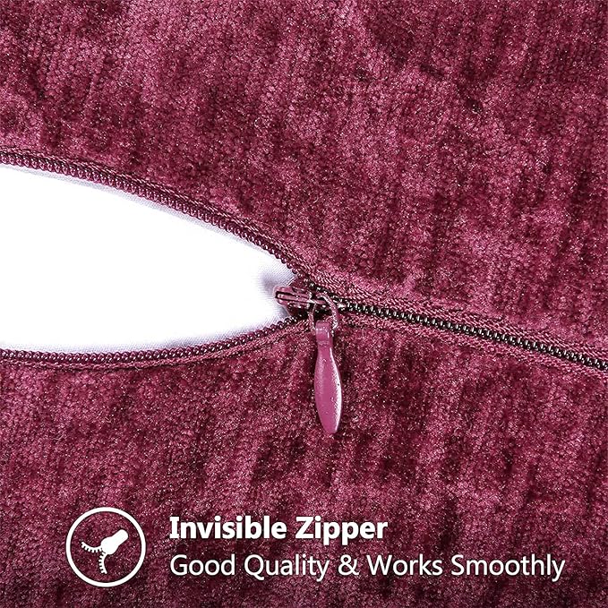 decorUhome Soft Chenille Throw Pillow Covers 26x26 Set of 2 Rhododendron | Fall Textured Decorative Throw Pillow Cases Stitched Edge Modern Farmhouse Luxury Boho Velvet for Couch Sofa Bed Home Decor