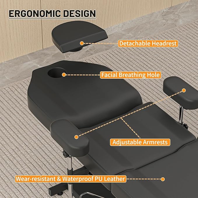 Hydraulic Tattoo Chair Facial Bed for Client Height Adjustable Swivel Tattoo Bed for Esthetician Salon & Beatuy Spa Tattoo Services