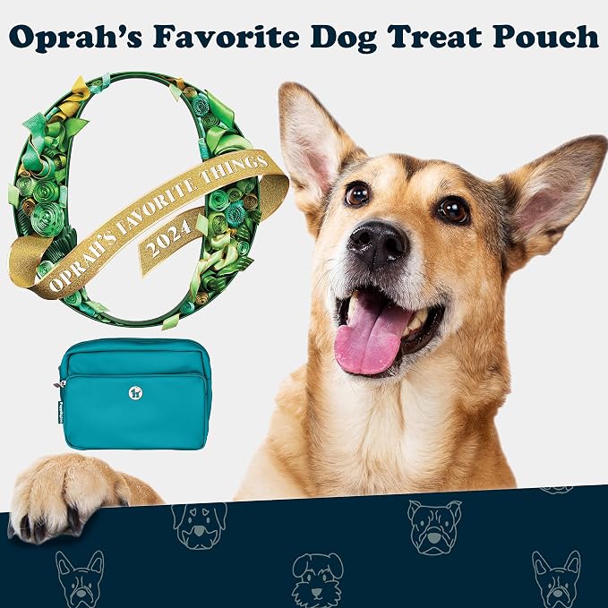 Puppington 3-in-1 Crossbody Bag & Dog Treat Pouch for Pet Training - Matching Compostable Poop Bags, Built-In Poop Bag Dispenser & Slow-Feeding Travel Dog Bowl - Dog Walking Bag (Lagoon Teal)