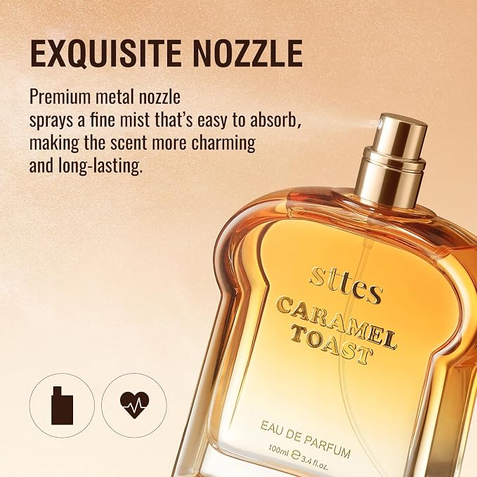 Sttes Caramel Toast Eau de Parfum, Warm Gourmand Fragrance with Vanilla, Coffee, Chocolate Notes, 100ml