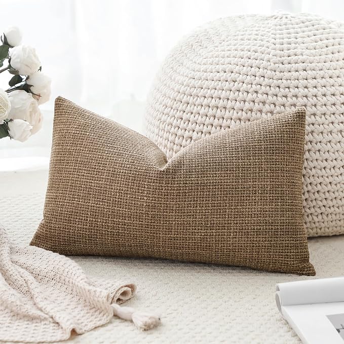 OTOSTAR Linen Throw Pillow Cover Set of 1 Decorative Lumbar Pillowcases Cushion Covers 16x24 Inch for Home Decor Sofa Bedroom Car 40 x 60CM Brown