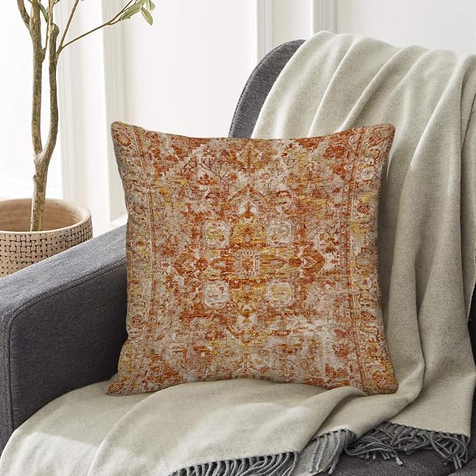Boho Throw Pillow Covers 26x26 inch Set of 2,Boho Vintage Carpet Pattern Antique Ethnic Decor Double Sided Pattern Cushion Cover Soft Pillow Case Living Sofa Room Bed Square Pillow Cover